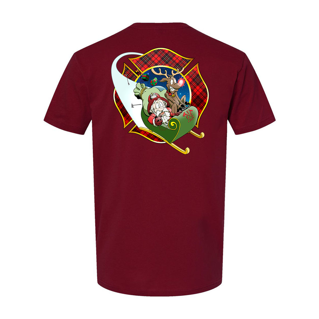 Christmas Plaid Maltese Firefighter Premium T-Shirt