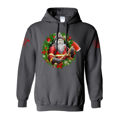 Festive firefighter hoodie perfect for holiday celebrations