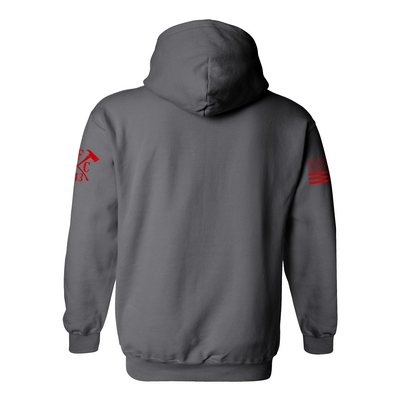 Comfortable firefighter holiday hoodie with bold design.