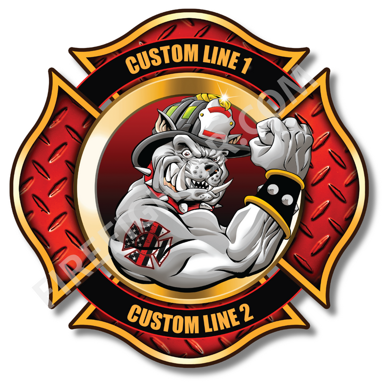 Firefighter Mascot Bulldog Personalized Decal