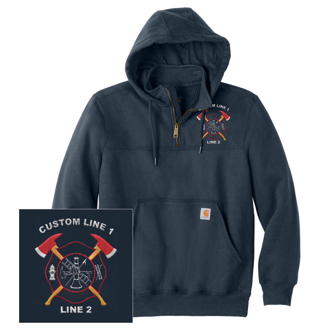 Custom Carhartt Crossed Axes Zip Hoodie firefighter fire department Carhartt apparel