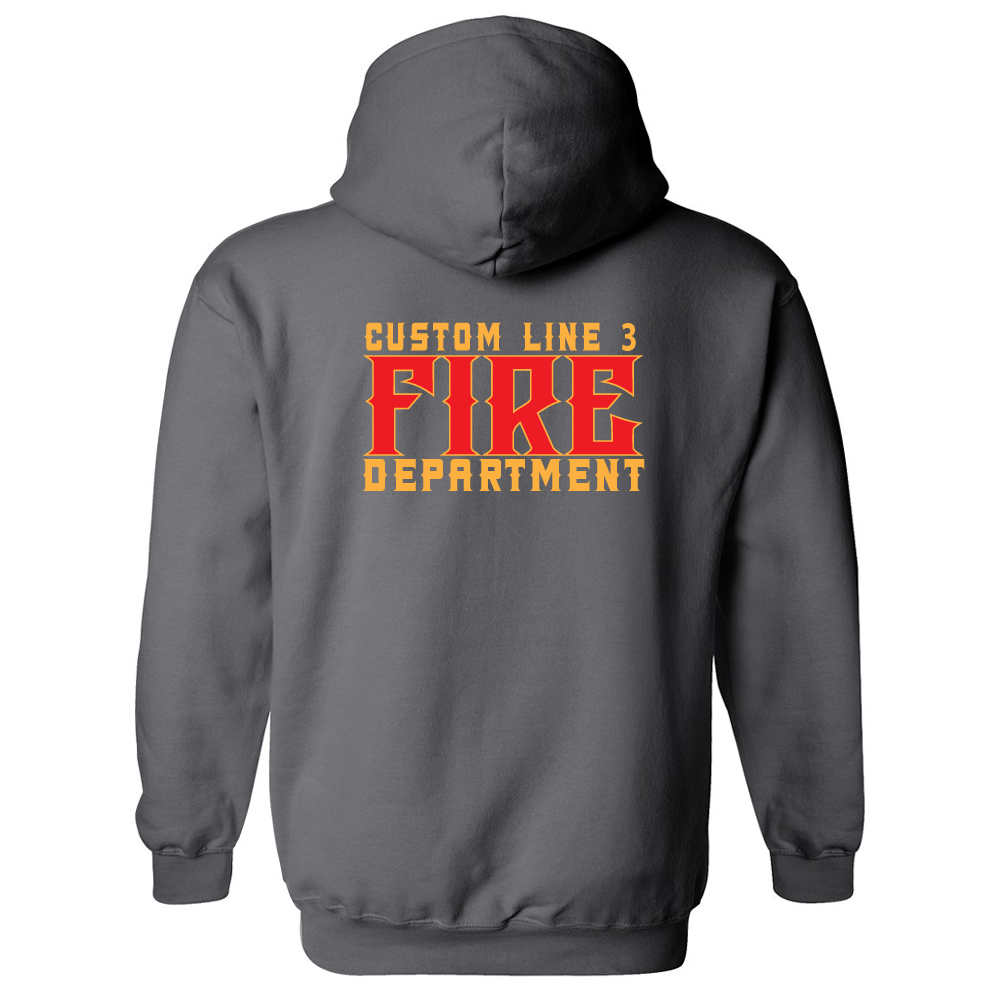 Customized Red \u0026 Yellow Fire Dept Duty Premium Hoodie - Navy / Medium