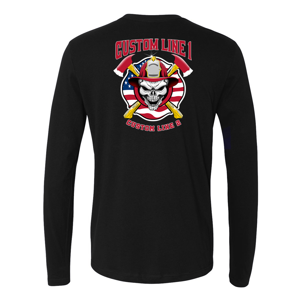Customized Skull and Axes Fire Station Long Sleeve Shirt – Firefighter.com