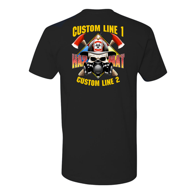 Custom Firefighter Haz Mat T-Shirt with Firefighter Skull and Crossed Axes