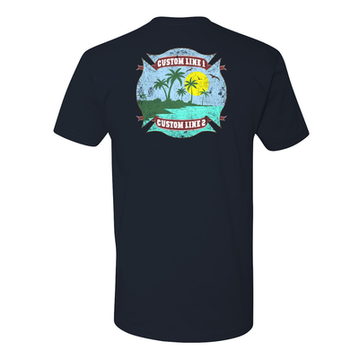 Custom Fire Station Premium Shirt Featuring Tropical Ocean and Palm Trees