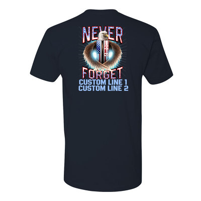 Never Forget 9/11 Customized Shirt with Eagle and Twin Towers