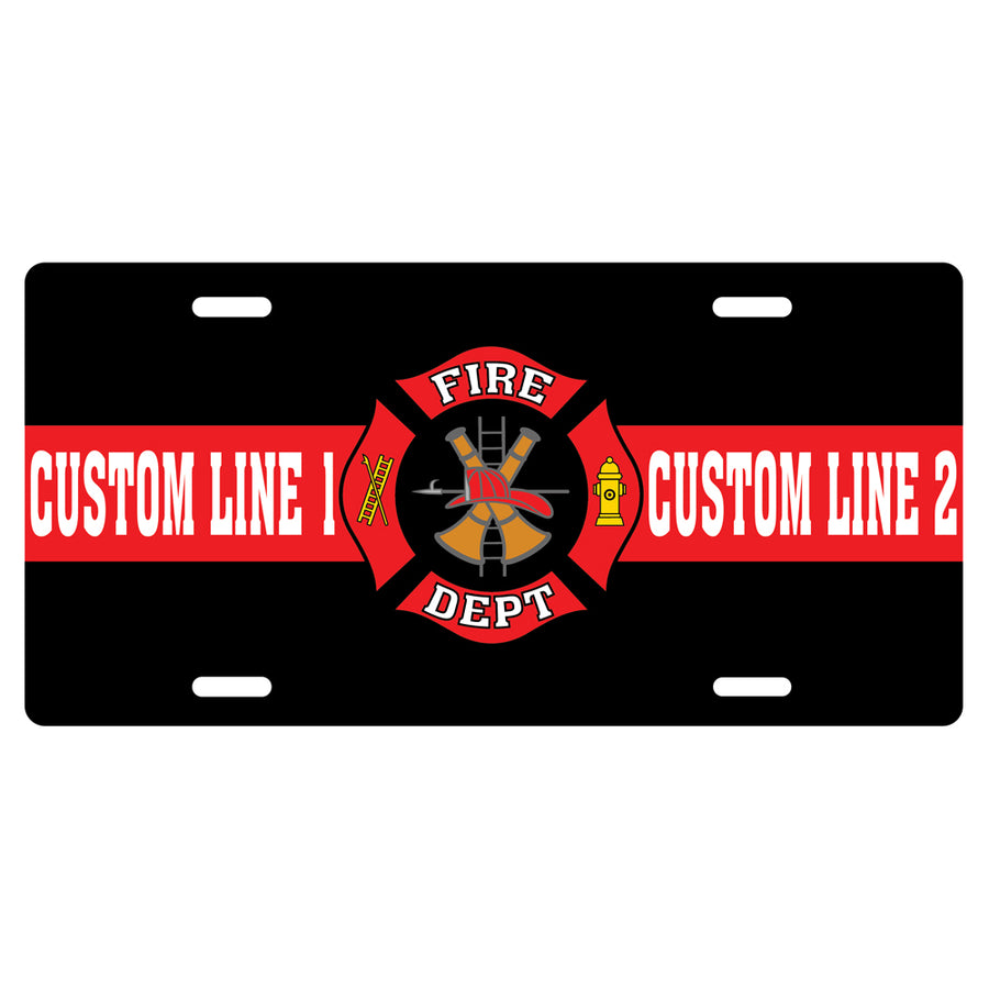 Thin Red Line Customized Fire Dept License Plate