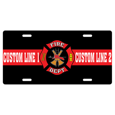Thin Red Line Customized Fire Dept License Plate
