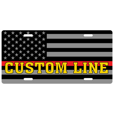 Customized Thin Red Line American Flag License Plate