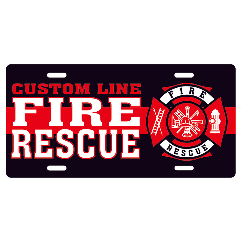 Customized Thin Red Line Fire Rescue License Plate 