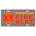 Customized Fire Dept Red & Gold License Plate