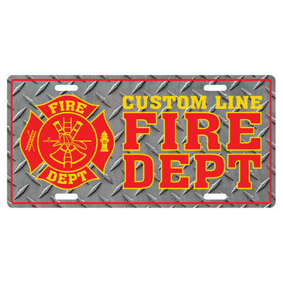 Customized Fire Department License Plate with Diamond Plated Look
