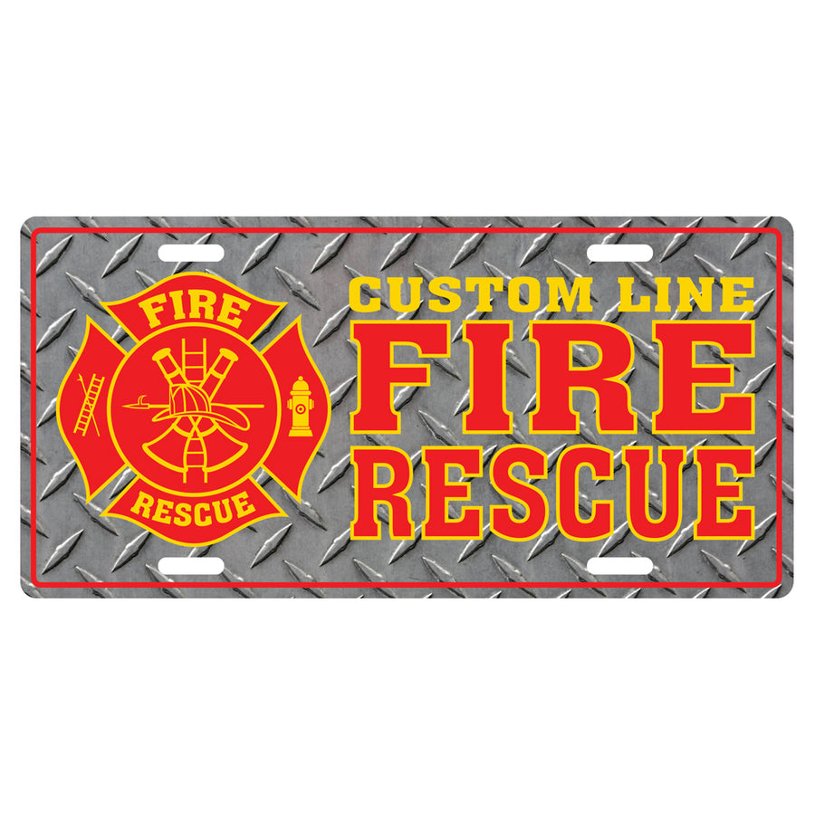 Fire Police Plate Customized Fire Rescue Red & Gold License Plate – Firefighter.com
