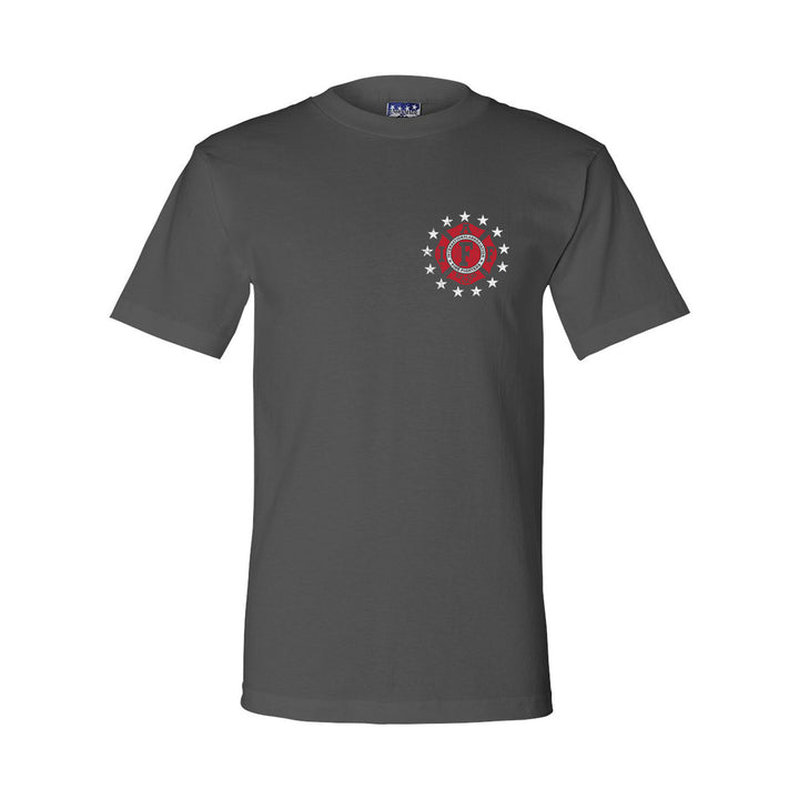 Thin Red Line flag shirt with IAFF fire union logo