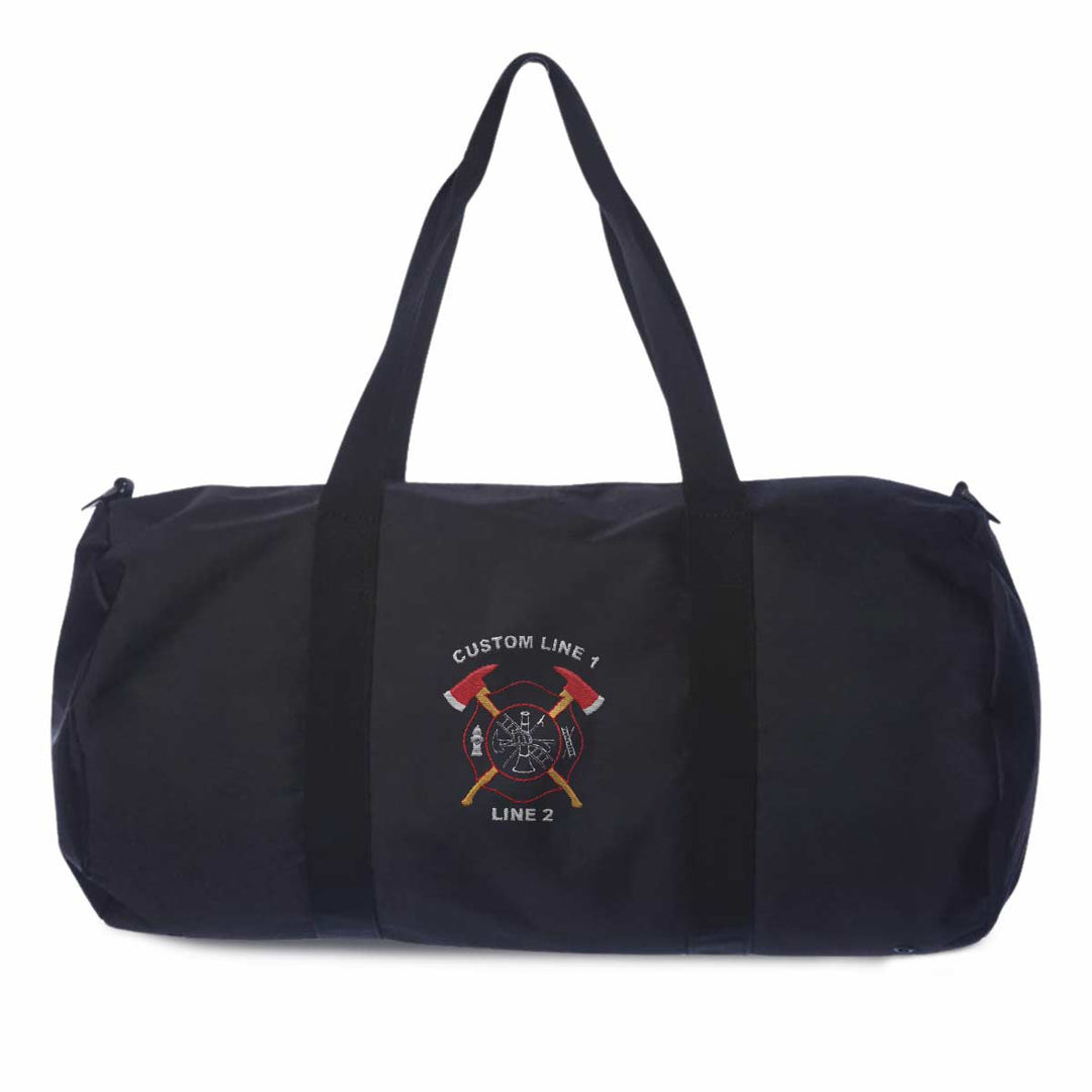 Customized 29L duffel bag with Crossed Axes embroidery and personalized name