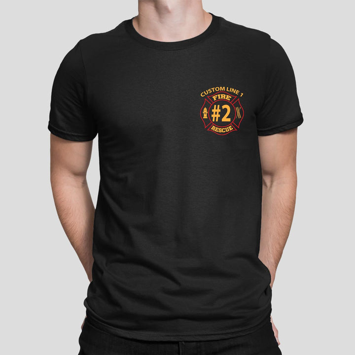 personalized firefighter tshirt with left chest fire rescue print