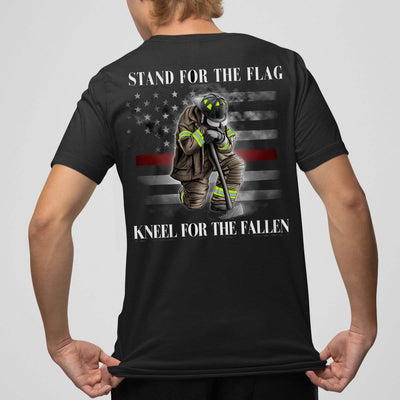 Premium firefighter shirt featuring a prominent thin red line graphic.