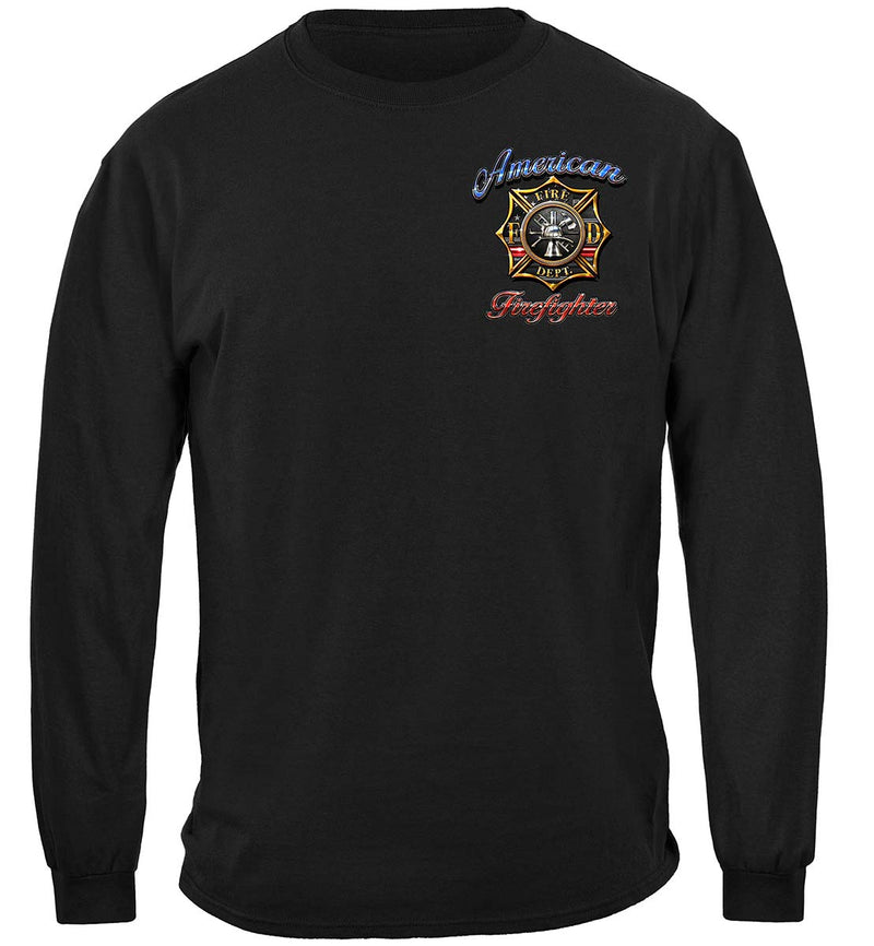 Black Firefighter Vintage Tattoo Art Classic Long Sleeve Shirts Front