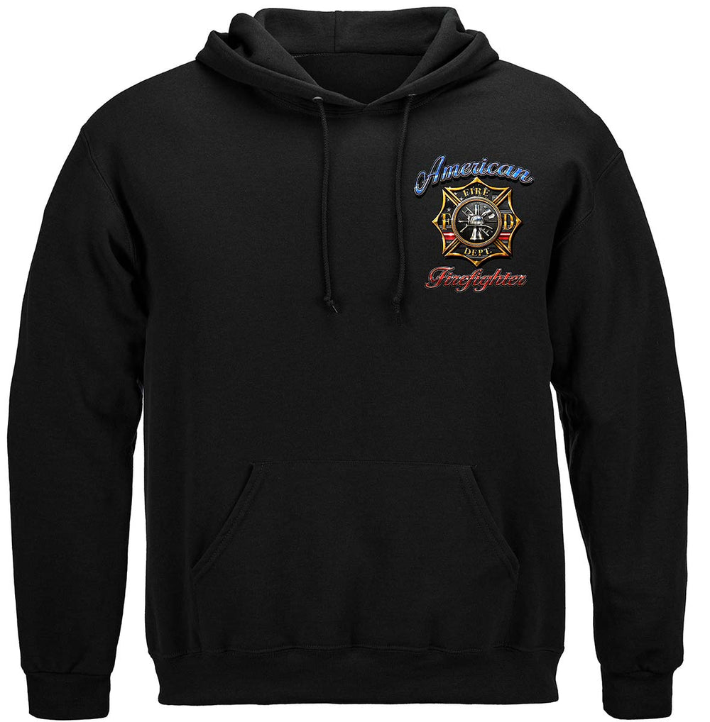 Black Firefighter Vintage Tattoo Art Hoodie Front