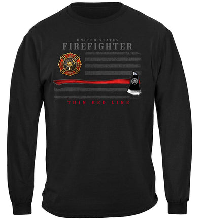 Black Firefighter Patriotic Flag Axe Classic Long Sleeve Shirts Front