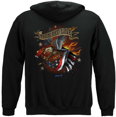 Black Firefighter Tattoo Fire Dept Thin Red Line Hoodie