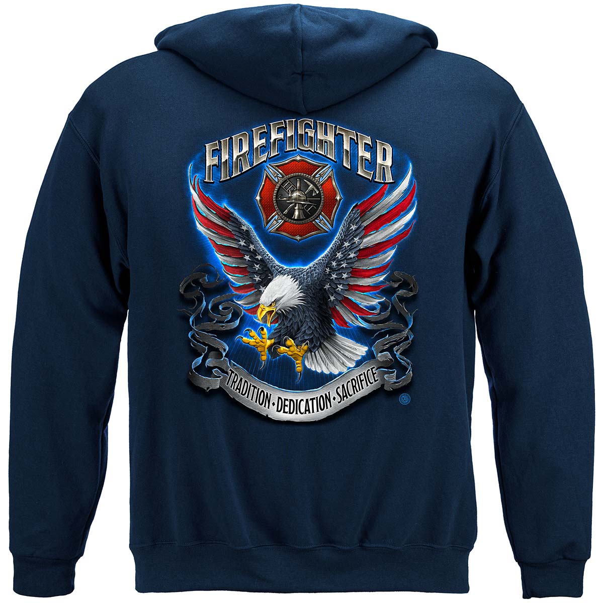 FireFighter Eagle Full American Flag Bald Eagle Feather EGA Hoodie ...