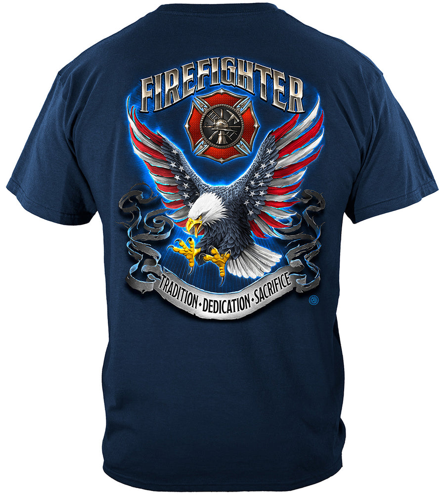 Navy FireFighter Eagle Full American Flag Bald Eagle Feather EGA Classic T-Shirt