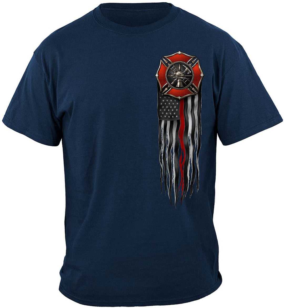 Navy FireFighter Eagle Full American Flag Bald Eagle Feather EGA Classic T-Shirt Front