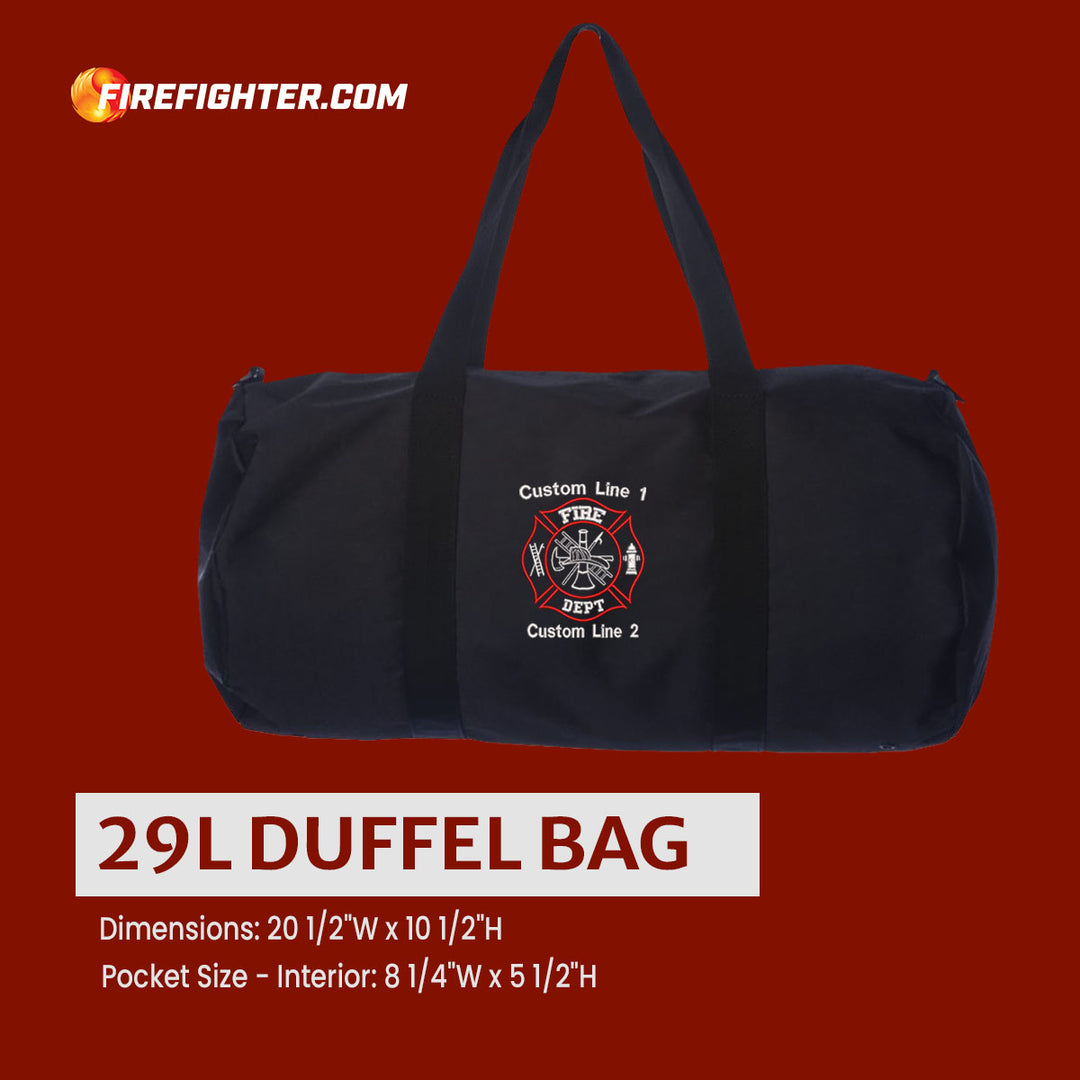 Customized 29L Large Duffel Bag with Fire Department Embroidery