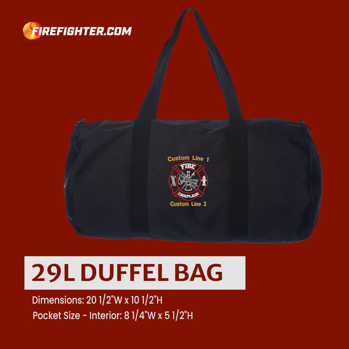 Customized 29L Large Duffel Bag with Fire Chaplain Embroidery