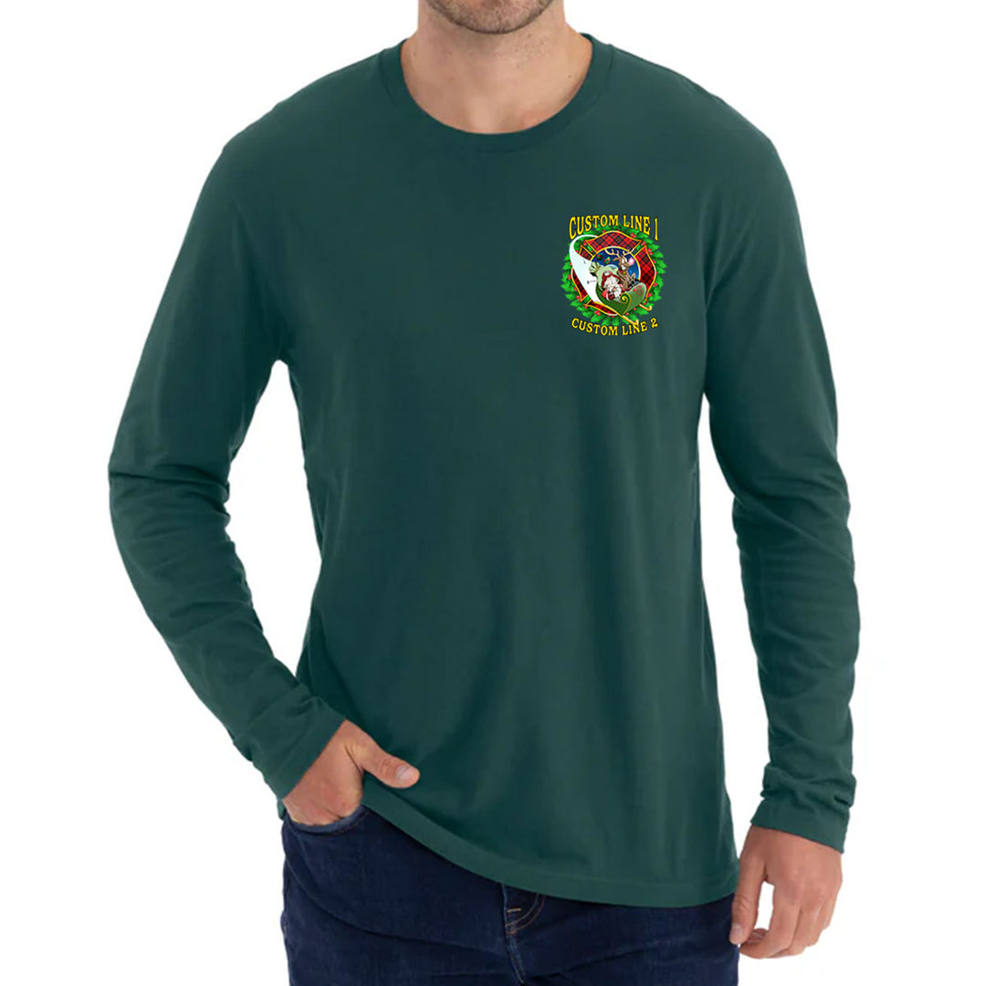 Customized Firefighter Christmas Wreath Plaid Maltese Premium Long Sleeve Shirt