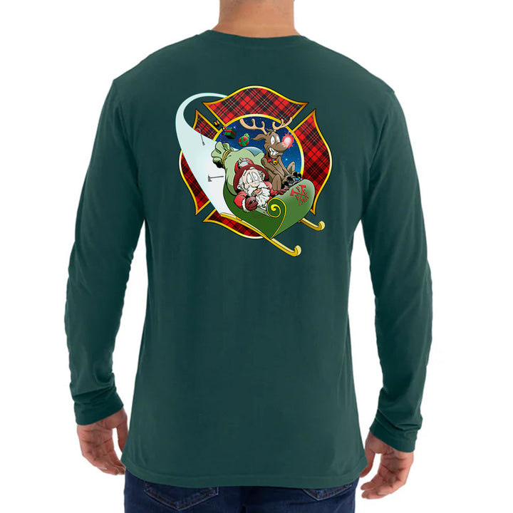 Christmas Plaid Maltese Firefighter Premium Long Sleeve Shirt