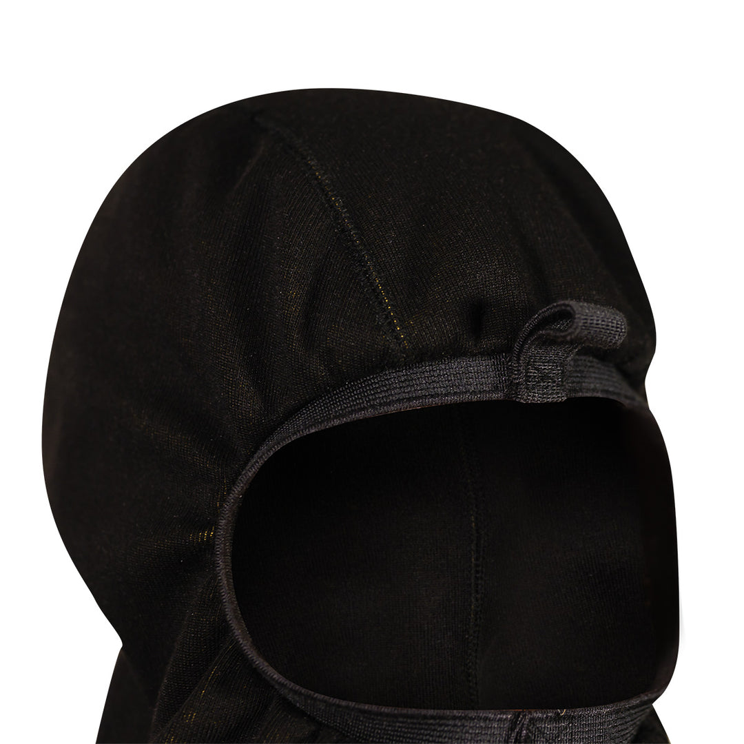 MajFire FORTEX hood face opening showing Direct-Grip exposed elastic for secure SCBA facepiece seal