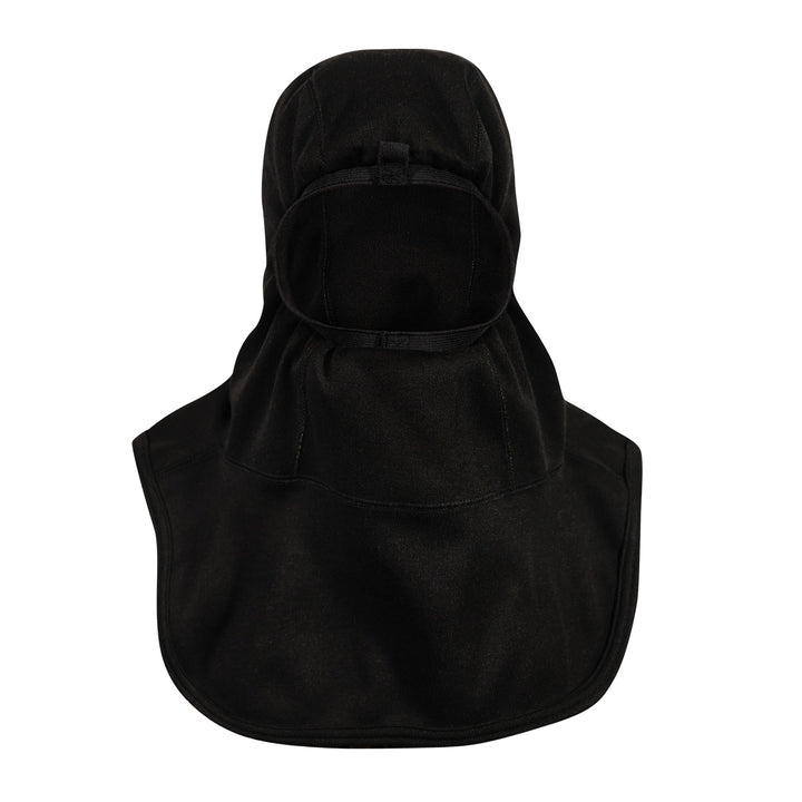 MajFire FORTEX Black structural firefighting hood front view – universal size, 20-inch length