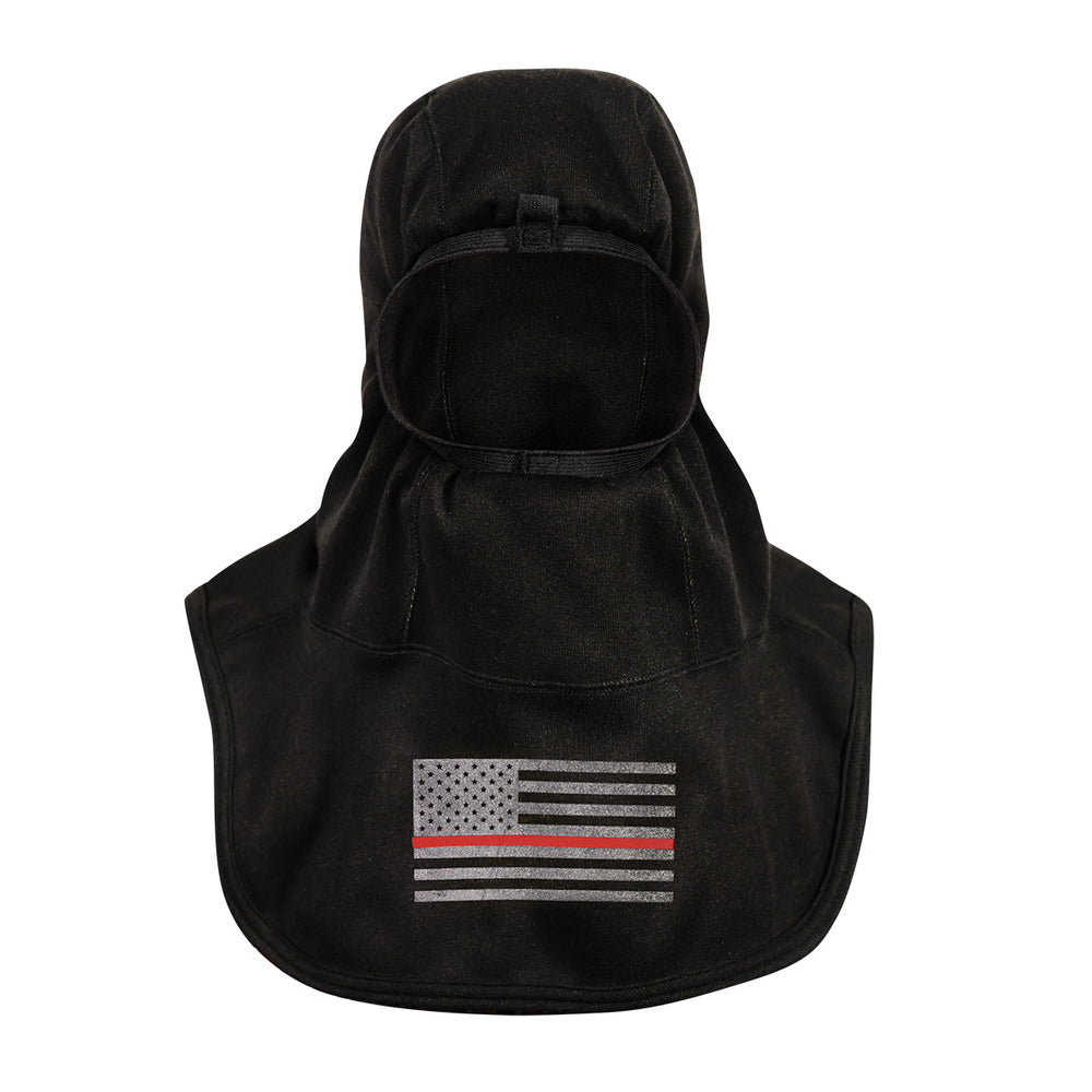 MajFire FORTEX Thin Red Line firefighting hood – embroidered flag variant with Nomex Nano Flex