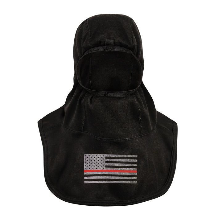 MajFire FORTEX Thin Red Line firefighting hood – embroidered flag variant with Nomex Nano Flex