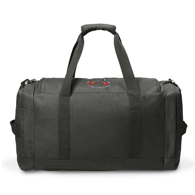 Durable firefighter duffel bag with patch display panel, ideal for work, gym, and travel.