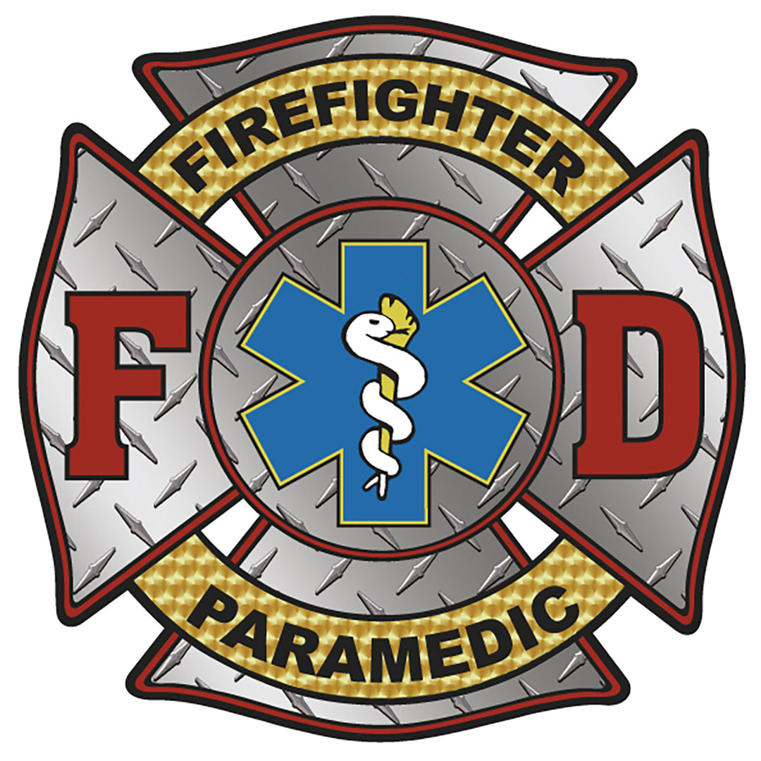 Firefighter/Paramedic Diamond Plate Maltese - DECAL