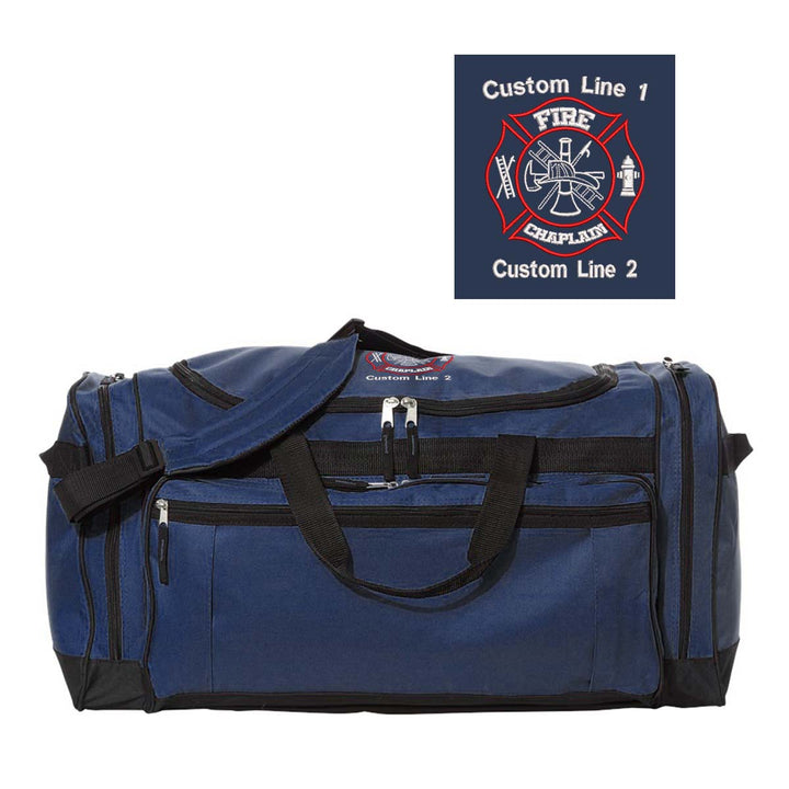 Customized 27" Large Duffel Bag with Fire Chaplain Embroidery