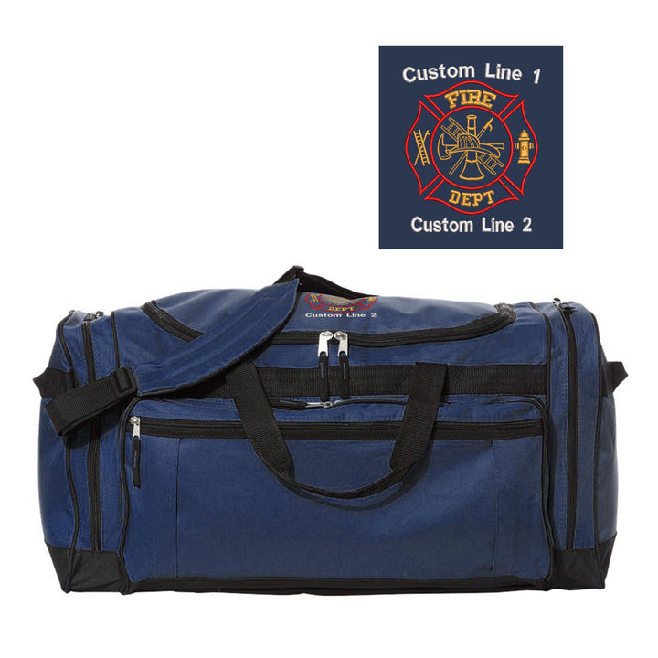 Customized 27" Large Duffel Bag with Fire Department Embroidery