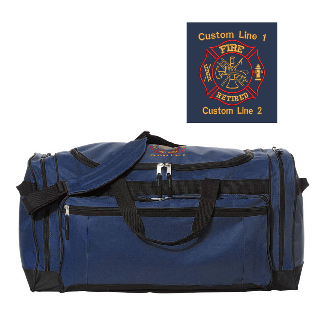 Customized 27" Large Duffel Bag with Fire Retired Embroidery