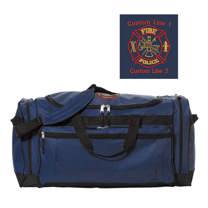 Customized 27" Large Duffel Bag with Fire Police Embroidery