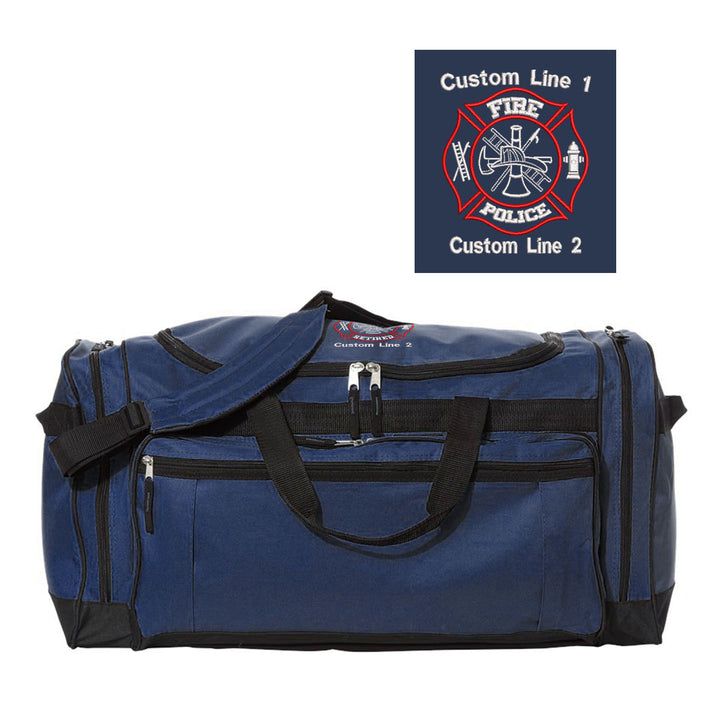 Customized 27" Large Duffel Bag with Fire Police Embroidery