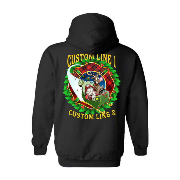 Customized Firefighter Christmas Wreath Plaid Maltese Premium Hoodie