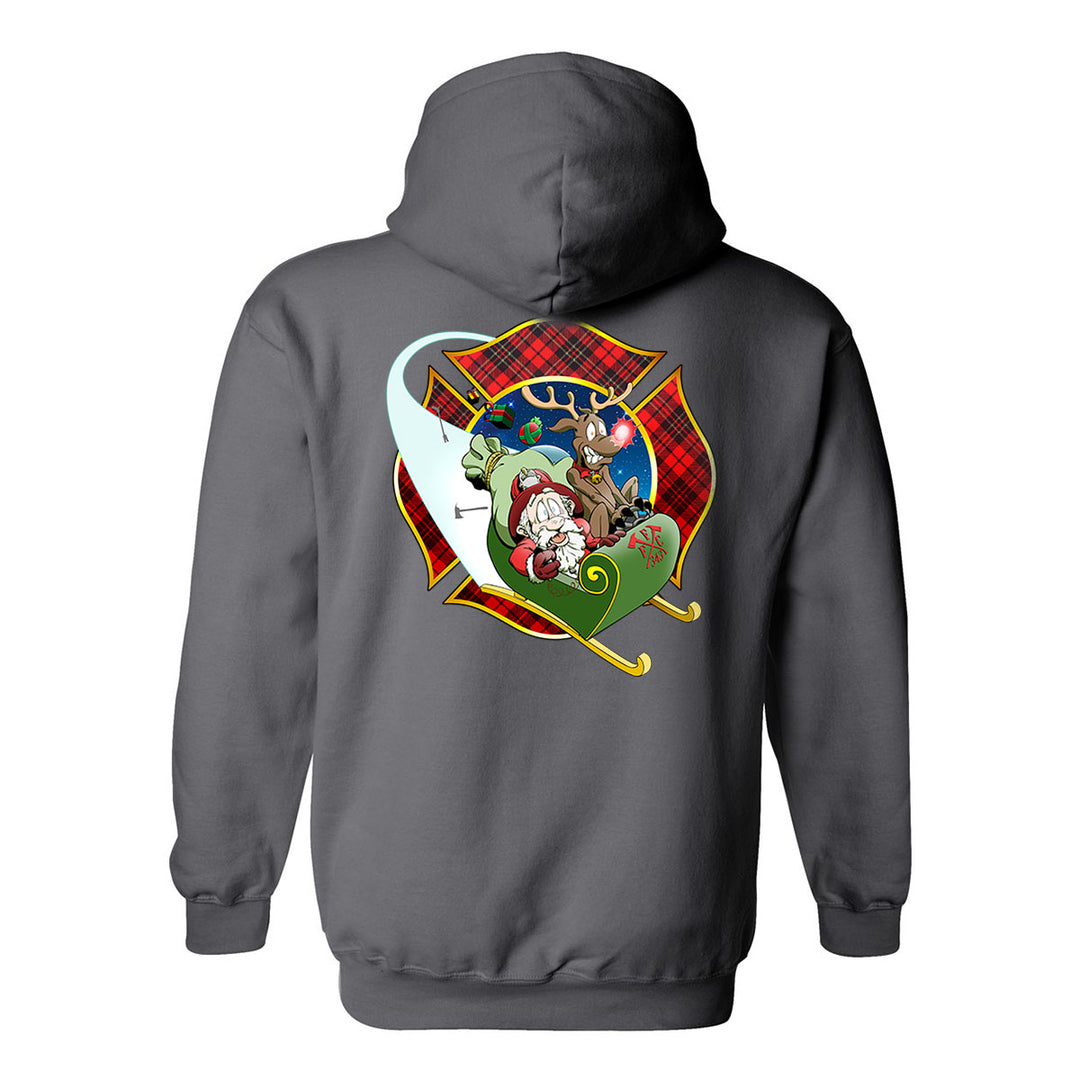 Christmas Plaid Maltese Firefighter Premium Hoodie
