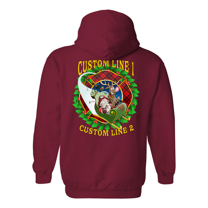 Customized Firefighter Christmas Wreath Plaid Maltese Premium Hoodie