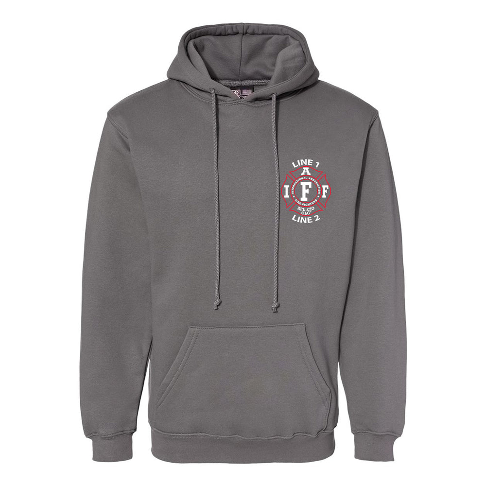 Personalized firefighter hoodie with IAFF details