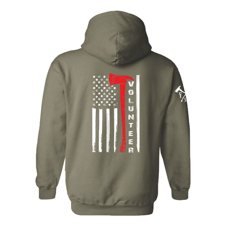 FFC 343 Flag Axe Volunteer Firefighter Hoodie