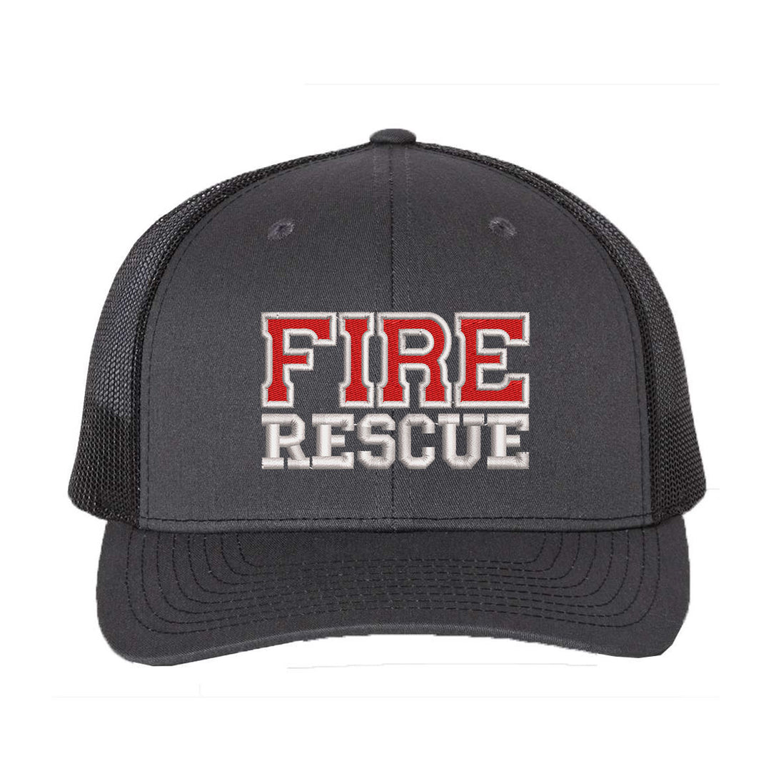 Fire Rescue Snapback, breathable trucker style.
