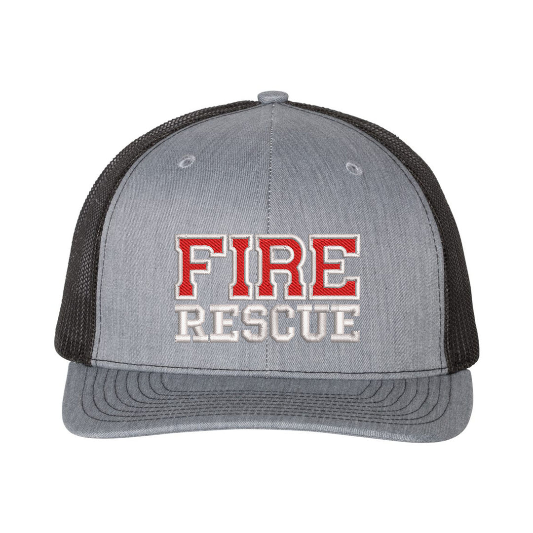 Fire Rescue Trucker Hat with mesh panels.